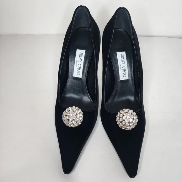 Jimmy Choo Orbs 95 Embellished Womens Black Pump Size 39.5 - Picture 3 of 9